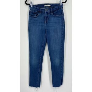 Levi's Mid Rise Skinny Fit Jeans Women's Size 27 Stretch Raw Hem Denim Blue